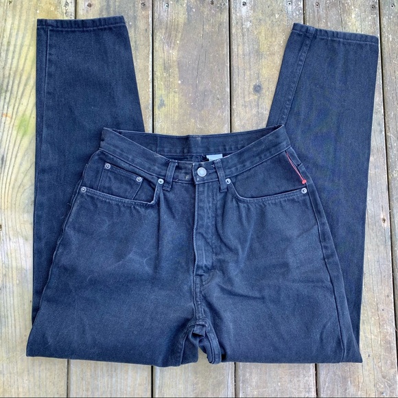 Vintage 90s Black 100% Cotton High Waisted Straight Leg Casual Denim Mom Jeans - Picture 1 of 16